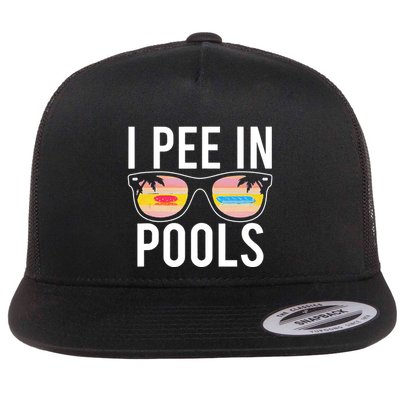 I Pee In Pools Funny Cool Flat Bill Trucker Hat