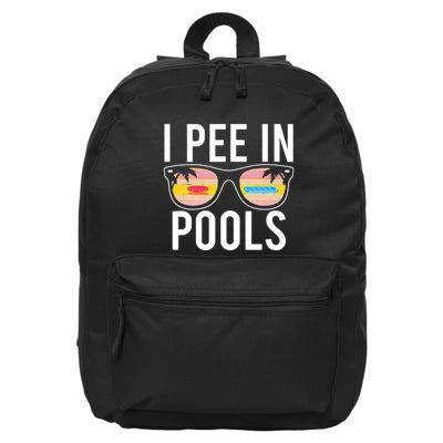 I Pee In Pools Funny Cool 16 in Basic Backpack