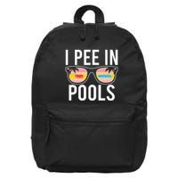 I Pee In Pools Funny Cool 16 in Basic Backpack