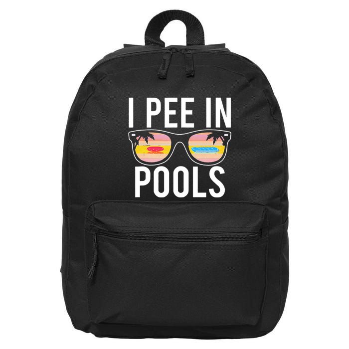 I Pee In Pools Funny Cool 16 in Basic Backpack