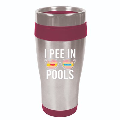 I Pee In Pools Funny Cool 16oz Travel Tumbler