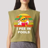 I Pee In Pools Garment-Dyed Women's Muscle Tee