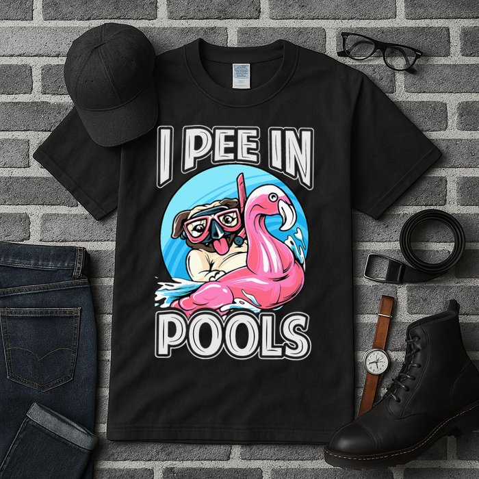 I Pee In Pools Funny Dog Swimming Pool Jokes Tall T-Shirt