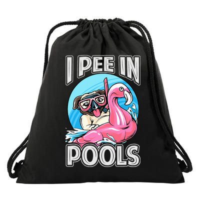 I Pee In Pools Funny Dog Swimming Pool Jokes Drawstring Bag