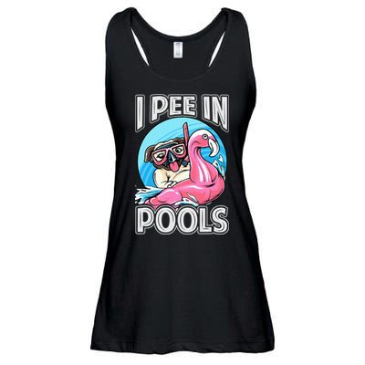 I Pee In Pools Funny Dog Swimming Pool Jokes Ladies Essential Flowy Tank