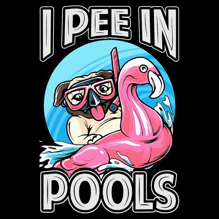 I Pee In Pools Funny Dog Swimming Pool Jokes Flat Bill Trucker Hat