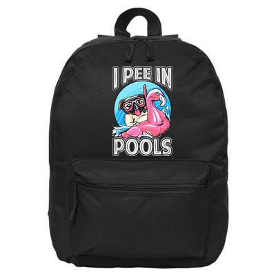 I Pee In Pools Funny Dog Swimming Pool Jokes 16 in Basic Backpack