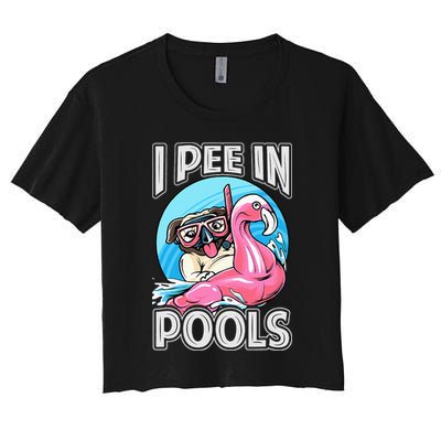 I Pee In Pools Funny Dog Swimming Pool Jokes Crop Top