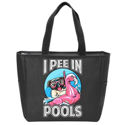 I Pee In Pools Funny Dog Swimming Pool Jokes Zip Tote Bag