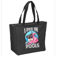 I Pee In Pools Funny Dog Swimming Pool Jokes Zip Tote Bag