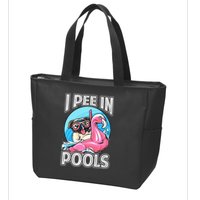 I Pee In Pools Funny Dog Swimming Pool Jokes Zip Tote Bag