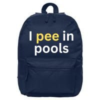 I Pee In Pools Funny 16 in Basic Backpack