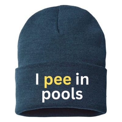 I Pee In Pools Funny Sustainable Knit Beanie