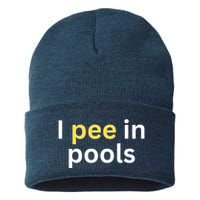 I Pee In Pools Funny Sustainable Knit Beanie