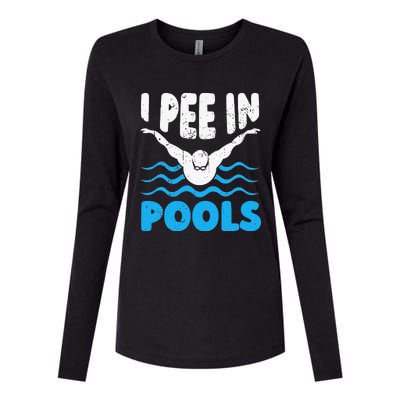 I Pee In Pools Funny Swimmer Swimming Coach Player Graphic Womens Cotton Relaxed Long Sleeve T-Shirt