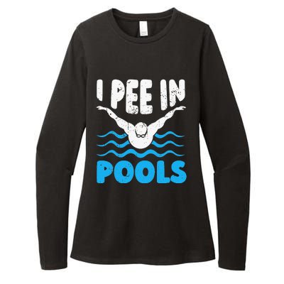 I Pee In Pools Funny Swimmer Swimming Coach Player Graphic Womens CVC Long Sleeve Shirt