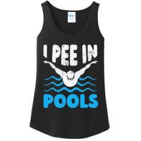 I Pee In Pools Funny Swimmer Swimming Coach Player Graphic Ladies Essential Tank