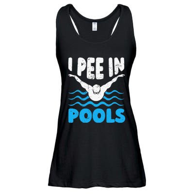 I Pee In Pools Funny Swimmer Swimming Coach Player Graphic Ladies Essential Flowy Tank