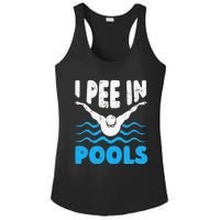 I Pee In Pools Funny Swimmer Swimming Coach Player Graphic Ladies PosiCharge Competitor Racerback Tank