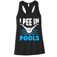 I Pee In Pools Funny Swimmer Swimming Coach Player Graphic Women's Racerback Tank