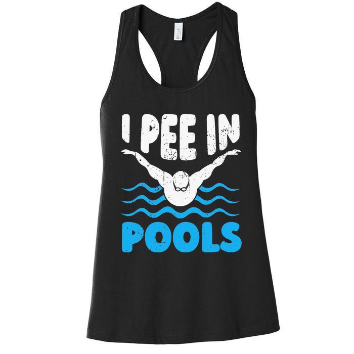 I Pee In Pools Funny Swimmer Swimming Coach Player Graphic Women's Racerback Tank