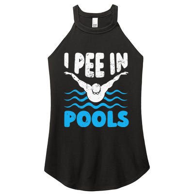 I Pee In Pools Funny Swimmer Swimming Coach Player Graphic Women's Perfect Tri Rocker Tank