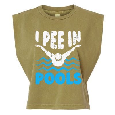 I Pee In Pools Funny Swimmer Swimming Coach Player Graphic Garment-Dyed Women's Muscle Tee