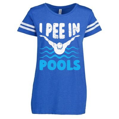 I Pee In Pools Funny Swimmer Swimming Coach Player Graphic Enza Ladies Jersey Football T-Shirt