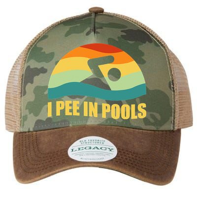I Pee In Pools Retro Vacation Humor Swimming I Pee In Pools Legacy Tie Dye Trucker Hat