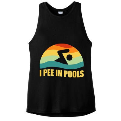 I Pee In Pools Retro Vacation Humor Swimming I Pee In Pools Ladies PosiCharge Tri-Blend Wicking Tank