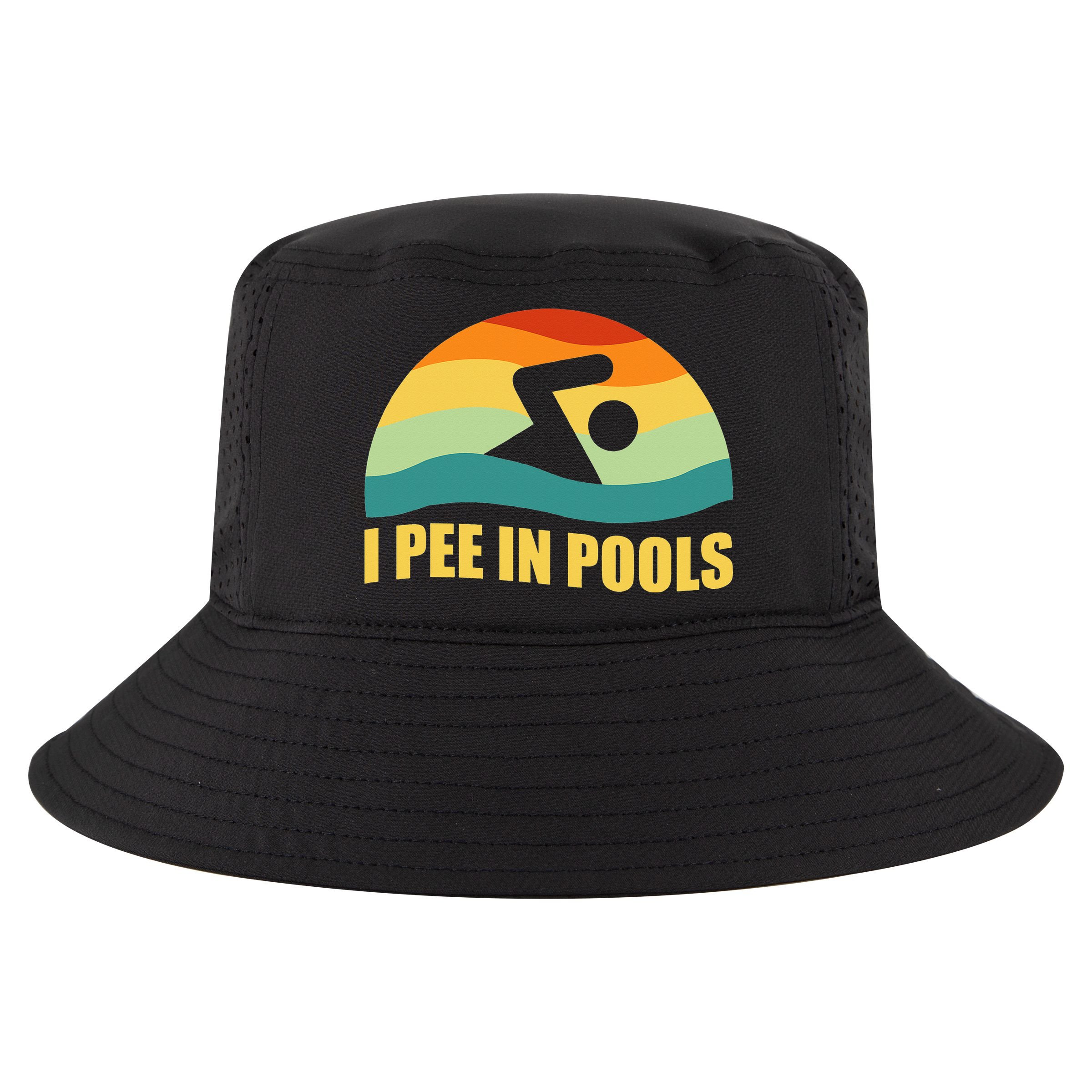 I Pee In Pools Retro Vacation Humor Swimming I Pee In Pools Cool Comfort Performance Bucket Hat