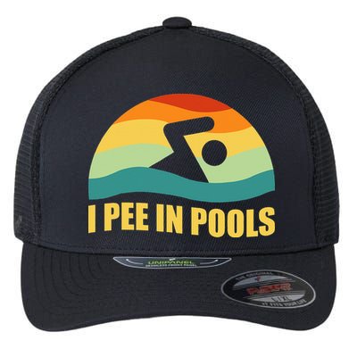 I Pee In Pools Retro Vacation Humor Swimming I Pee In Pools Flexfit Unipanel Trucker Cap