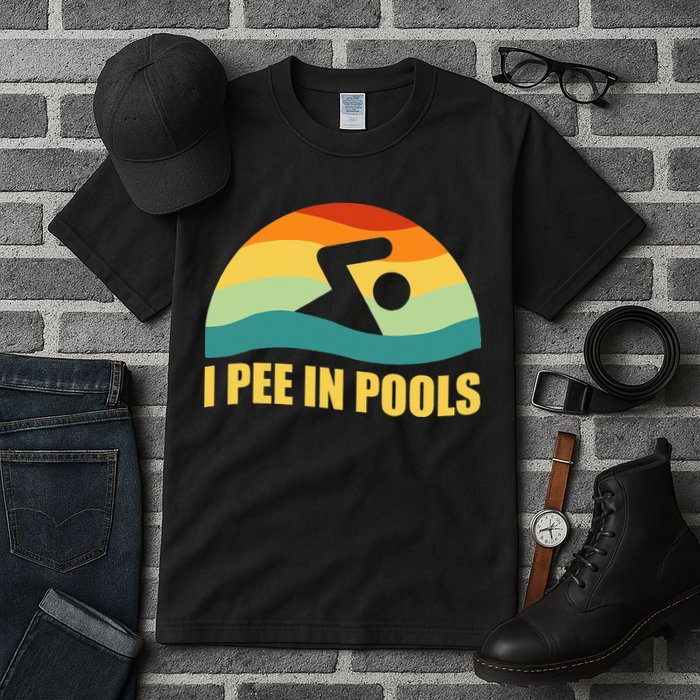 I Pee In Pools Retro Vacation Humor Swimming I Pee In Pools Tall T-Shirt