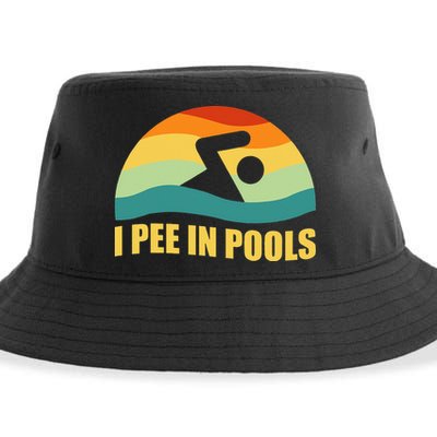 I Pee In Pools Retro Vacation Humor Swimming I Pee In Pools Sustainable Bucket Hat