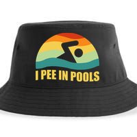 I Pee In Pools Retro Vacation Humor Swimming I Pee In Pools Sustainable Bucket Hat
