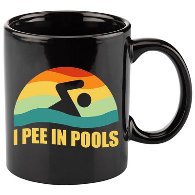 I Pee In Pools Retro Vacation Humor Swimming I Pee In Pools 11oz C Handle Ceramic Mug