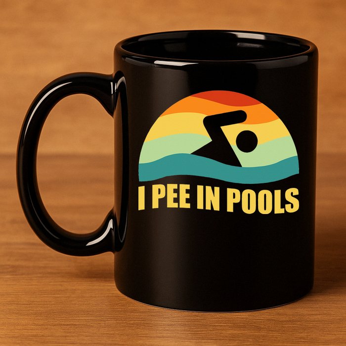 I Pee In Pools Retro Vacation Humor Swimming I Pee In Pools 11oz C Handle Ceramic Mug