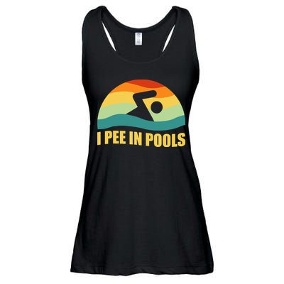 I Pee In Pools Retro Vacation Humor Swimming I Pee In Pools Ladies Essential Flowy Tank