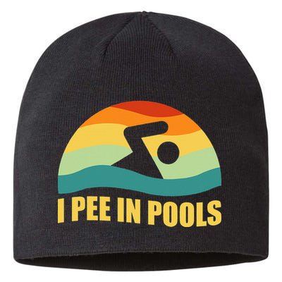 I Pee In Pools Retro Vacation Humor Swimming I Pee In Pools Sustainable Beanie