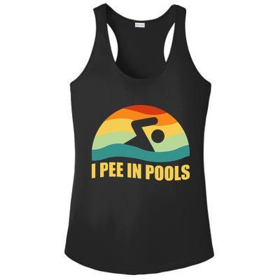 I Pee In Pools Retro Vacation Humor Swimming I Pee In Pools Ladies PosiCharge Competitor Racerback Tank