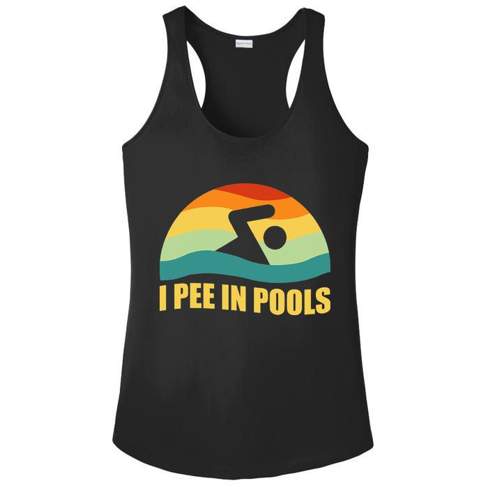 I Pee In Pools Retro Vacation Humor Swimming I Pee In Pools Ladies PosiCharge Competitor Racerback Tank