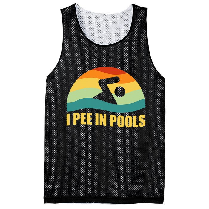 I Pee In Pools Retro Vacation Humor Swimming I Pee In Pools Mesh Reversible Basketball Jersey Tank