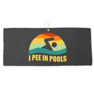 I Pee In Pools Retro Vacation Humor Swimming I Pee In Pools Large Microfiber Waffle Golf Towel