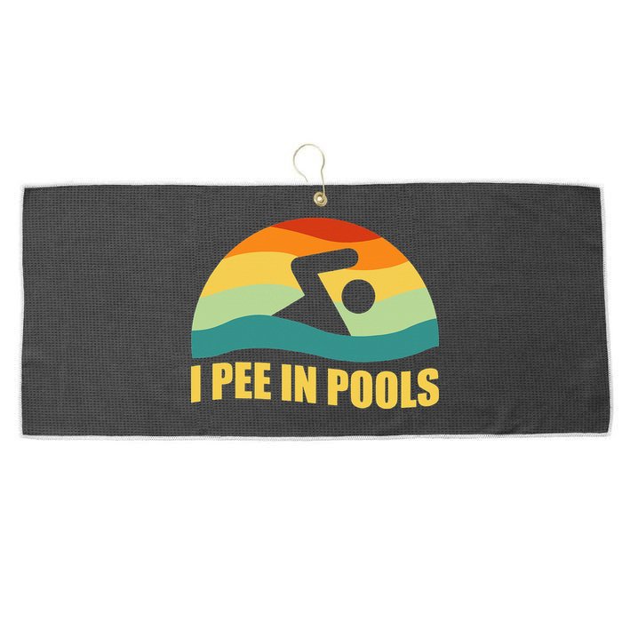 I Pee In Pools Retro Vacation Humor Swimming I Pee In Pools Large Microfiber Waffle Golf Towel