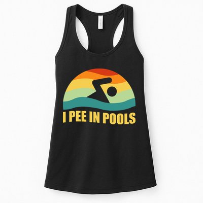 I Pee In Pools Retro Vacation Humor Swimming I Pee In Pools Womens Tank Top