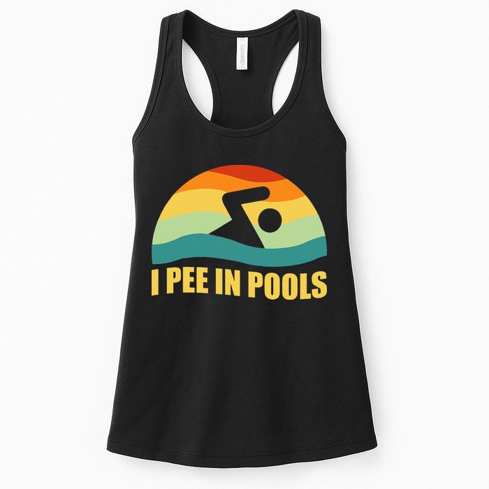 I Pee In Pools Retro Vacation Humor Swimming I Pee In Pools Womens Tank Top
