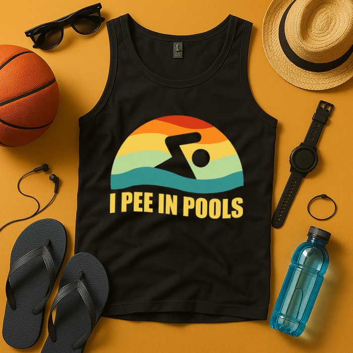 I Pee In Pools Retro Vacation Humor Swimming I Pee In Pools Tank Top