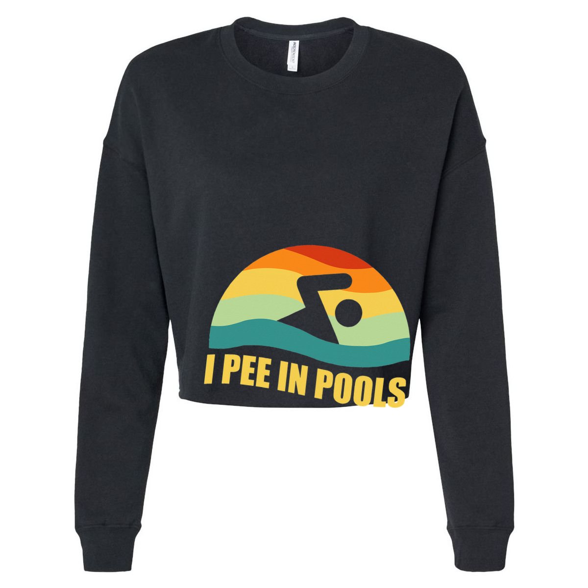I Pee In Pools Retro Vacation Humor Swimming I Pee In Pools Cropped Pullover Crew