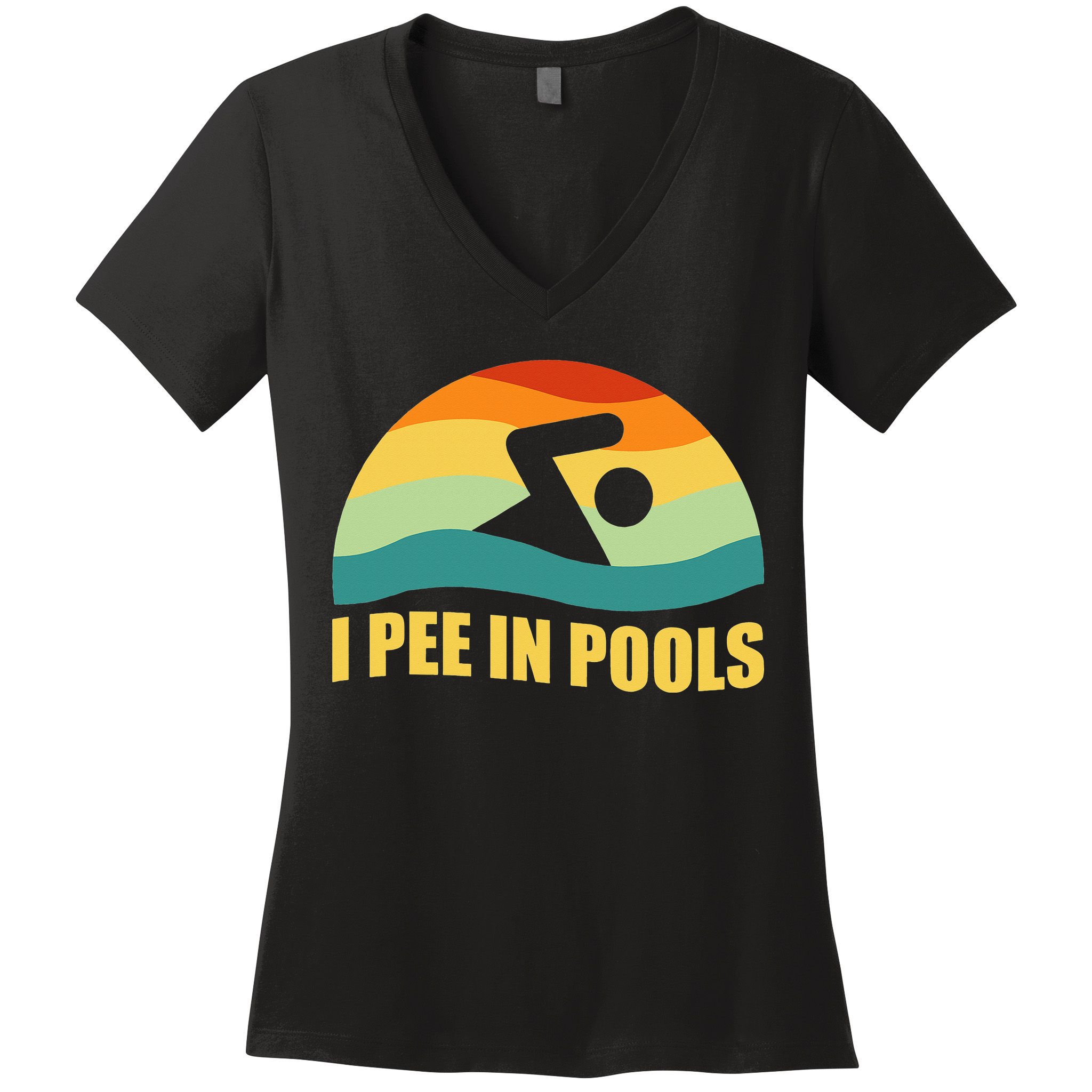 I Pee In Pools Retro Vacation Humor Swimming I Pee In Pools Women's V-Neck T-Shirt