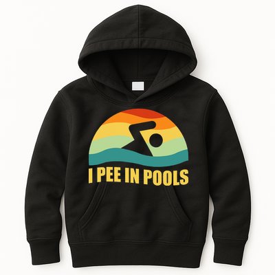 I Pee In Pools Retro Vacation Humor Swimming I Pee In Pools Kids Hoodie